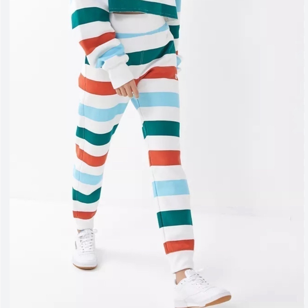 Champion x Urban Outfitters Reverse Weave Striped Joggers - size Large - Picture 2 of 13